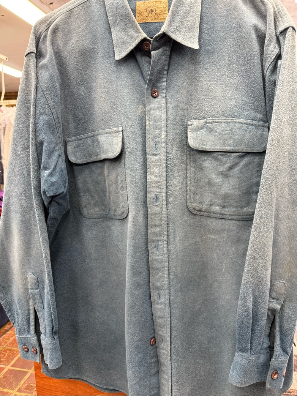 Men's Lightweight Slate Blue Shirt Jacket with Chest Pockets